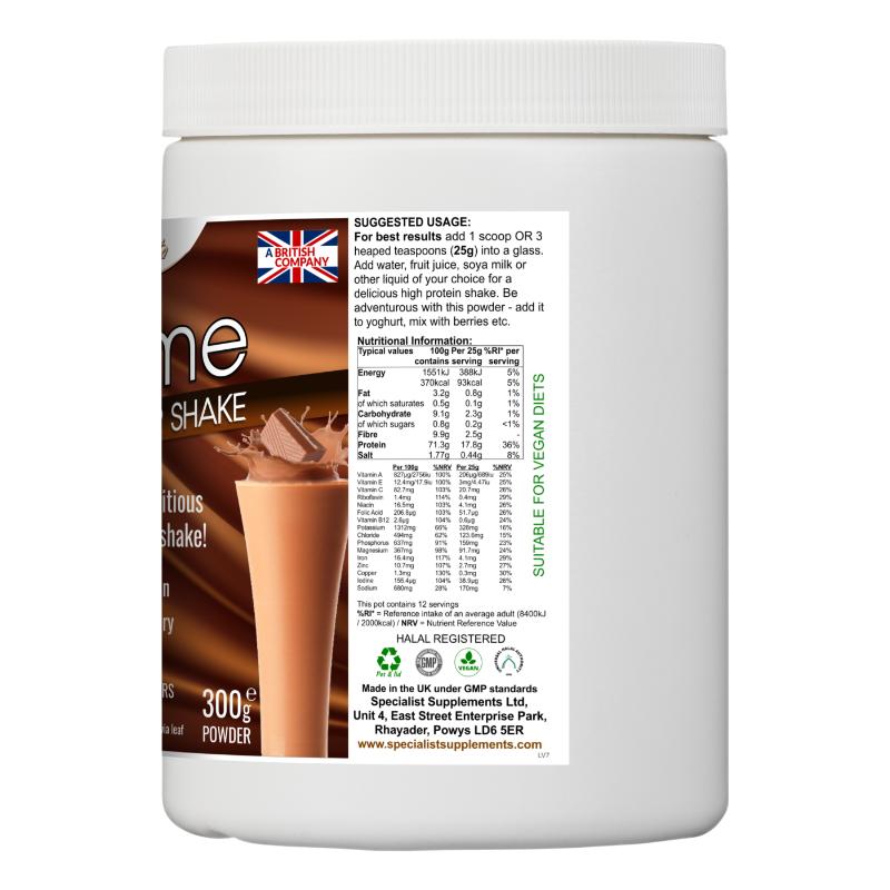 Mealtime chocolate shake side view